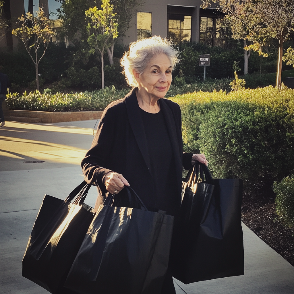 An older woman holding shopping bags | Source: Midjourney