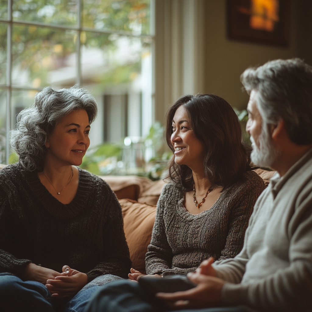 Cassandra talking with her parents | Source: Midjourney