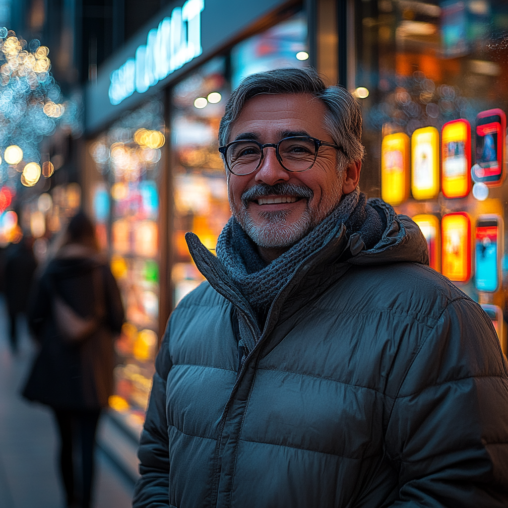 A happy man leaves the store | Source: Midjourney