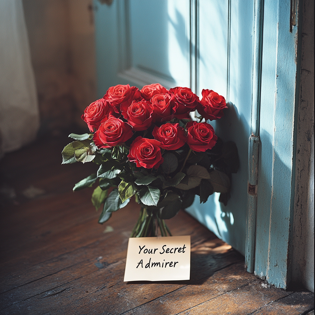 The bouquet of roses that Emily left on her parents' front door | Source: Midjourney