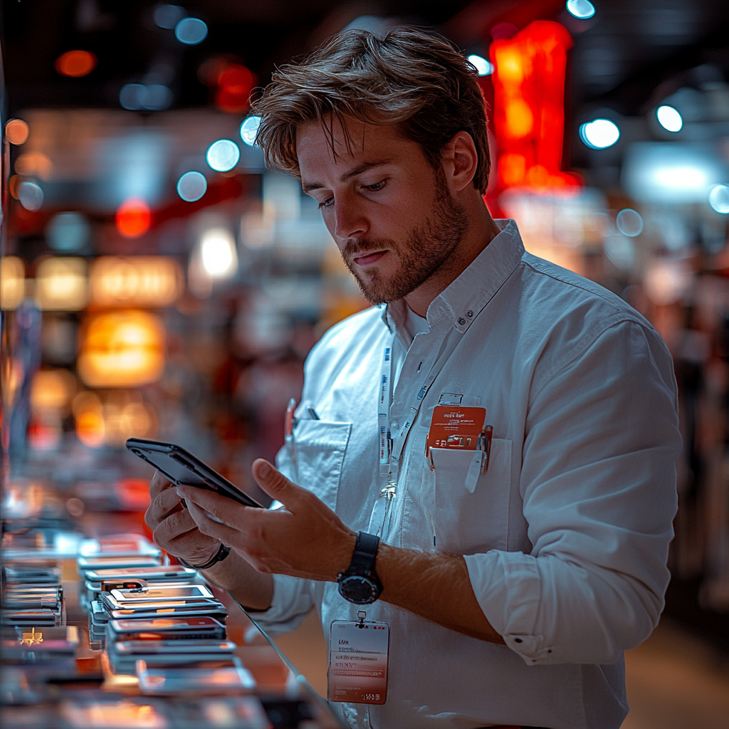 A man inspecting a phone | Source: Midjourney