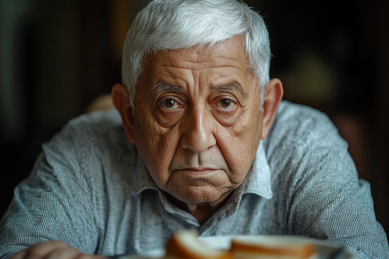 An older man staring straight ahead | Source: Midjourney