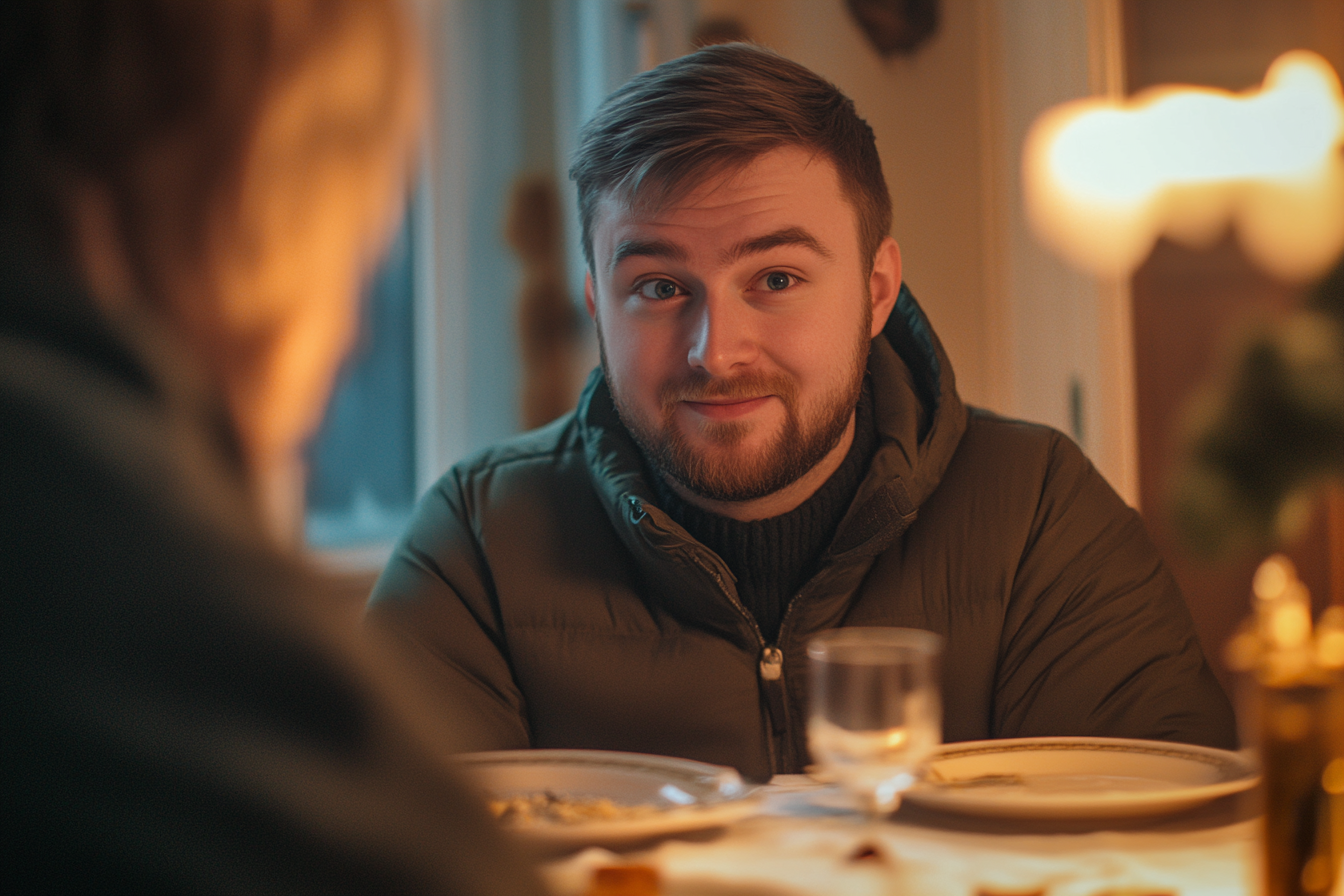 Man sitting at dinner table | Source: Midjourney