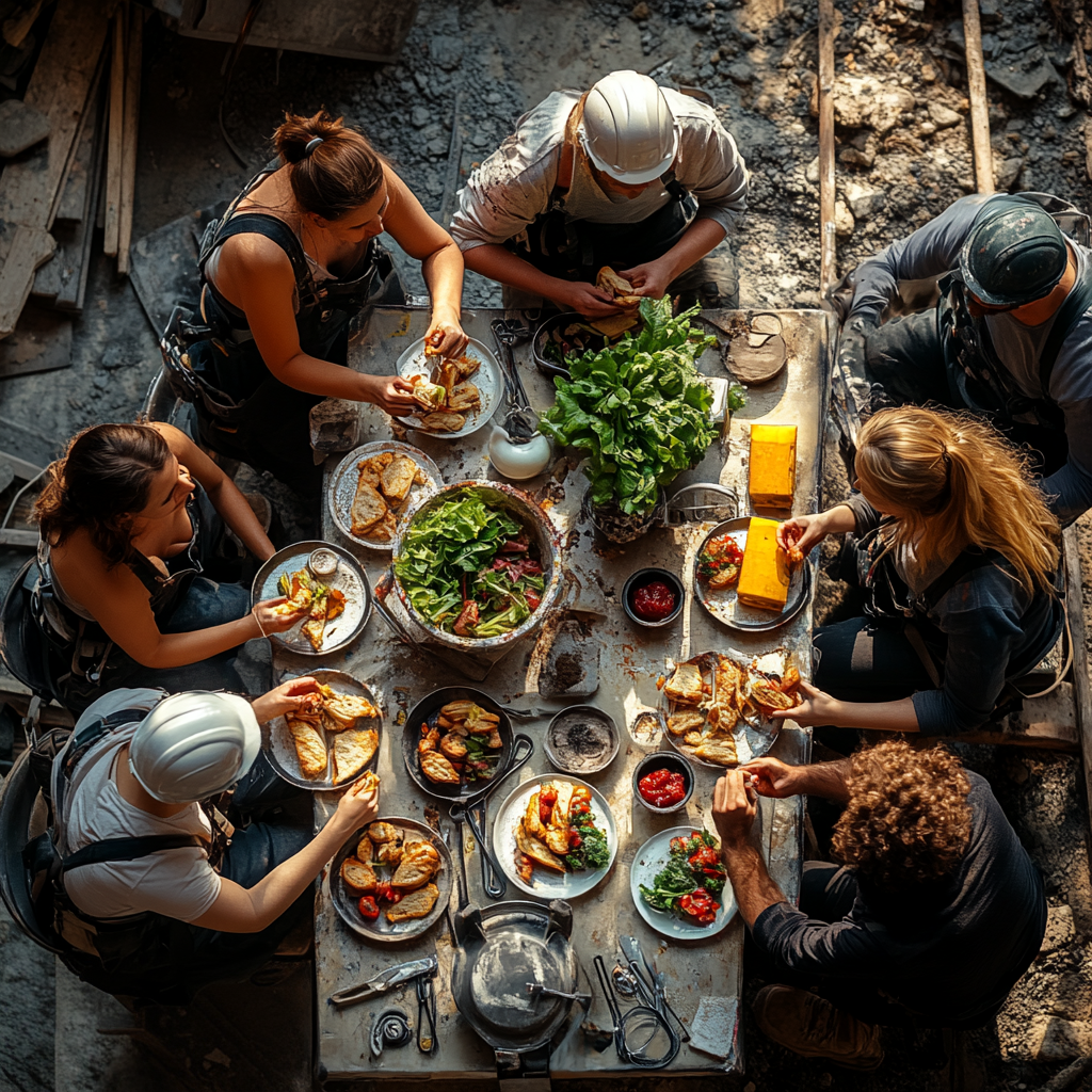 The workers eating | Source: Midjourney